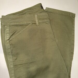 Torrid Crop Pants Womens 24 Olivine Green Utility Twill Side Tape Trim Stretch